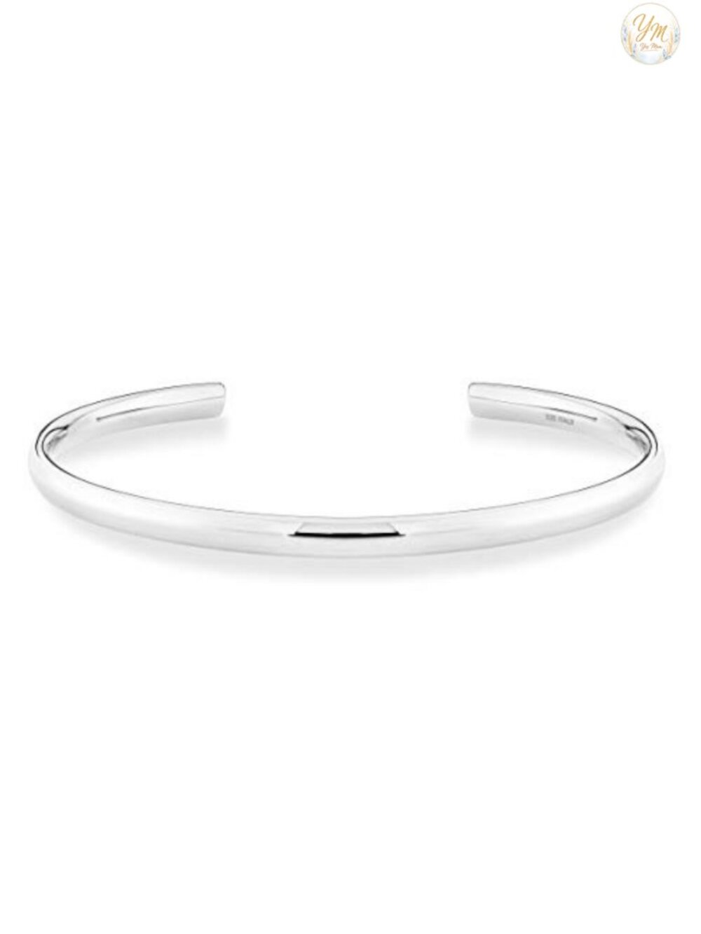 925 Sterling Silver 4mm Open Cuff Polished Bangle Bracelet Adjustable